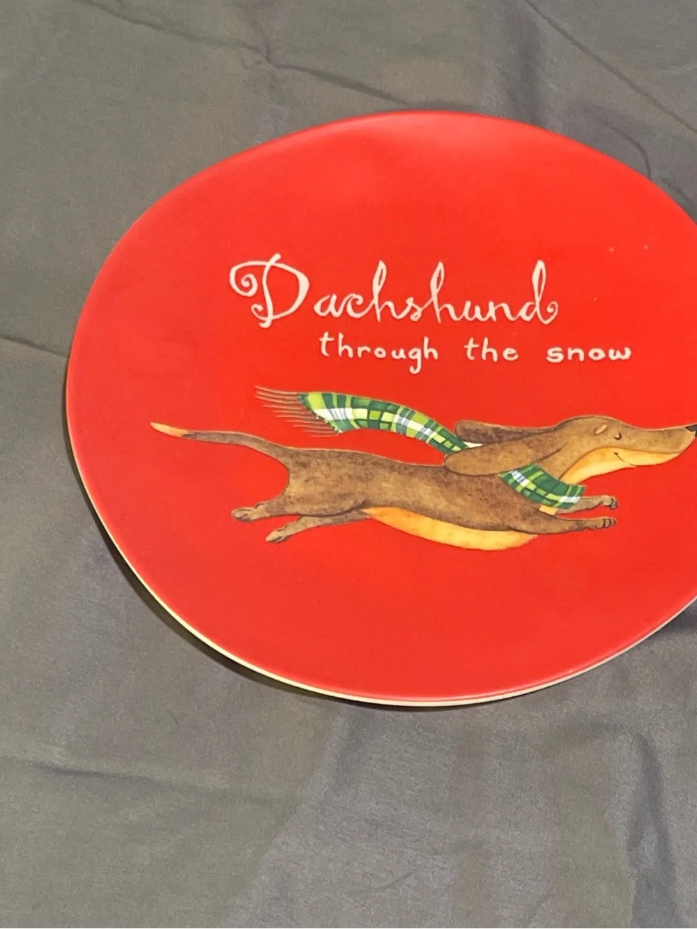 Festive Red Dachshund Serving Plates - Set of 4